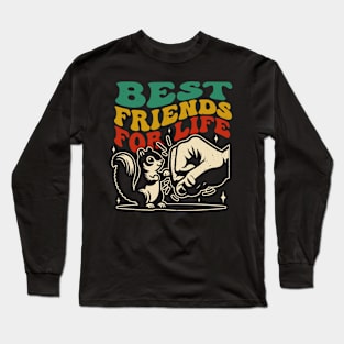 Best Friends for Life Squirrel Fist Bump Retro Long Sleeve T-Shirt